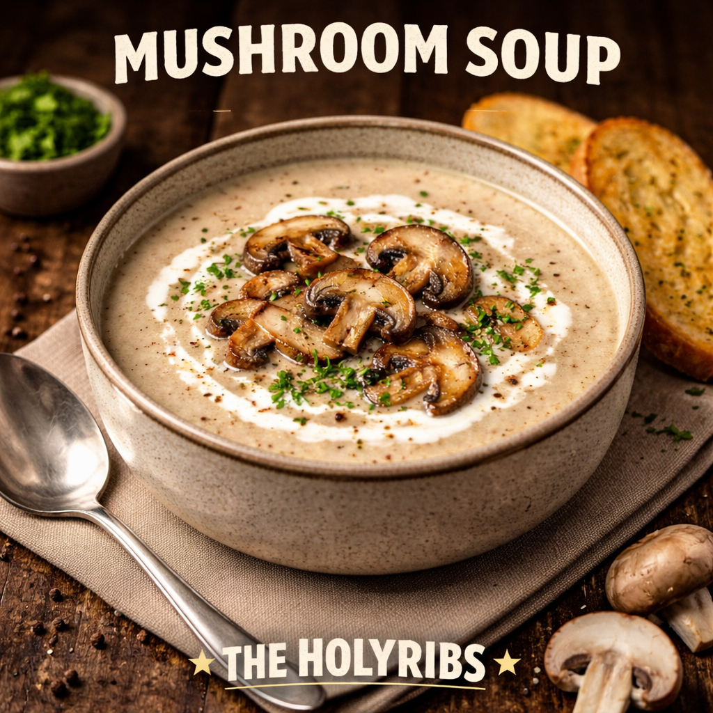 Mushroom Soup dengan parsley dan garlic crouton